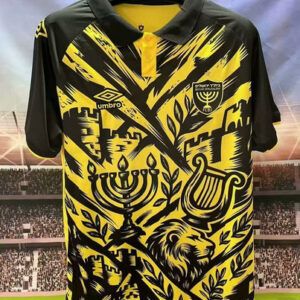 Camiseta de futbol Beitar Jerusalem tercera equipacion 2025 2026 negro y amarillo vista frontal