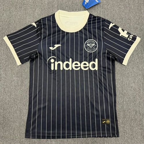 Camiseta de futbol Brentford segunda equipacion 2025 2026 azul marino y rayas blancas kkgoolcamiseta