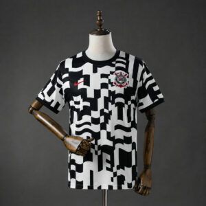 Camiseta de futbol Corinthians entrenamiento 2025 2026 blanco y negro kkgoolcamiseta