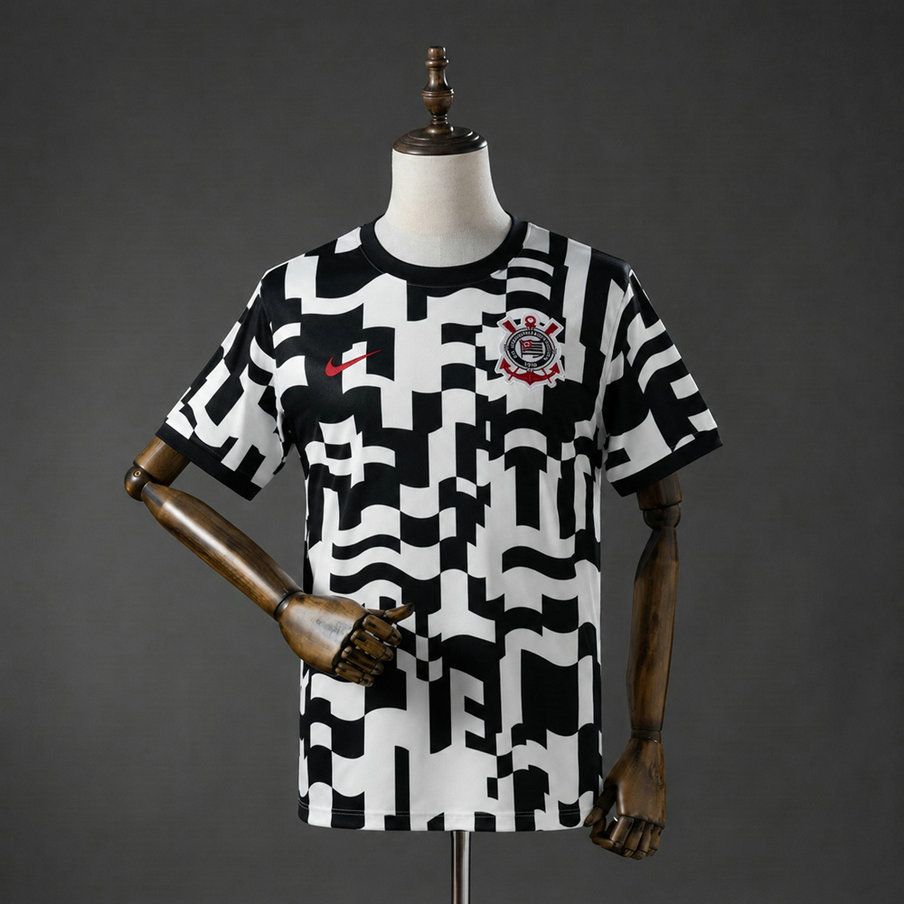 Camiseta de futbol Corinthians entrenamiento 2025 2026 blanco y negro kkgoolcamiseta