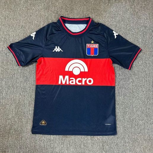Camiseta de futbol Club Atletico Tigre primera equipacion 2025 2026 azul marino y rojo vista frontal