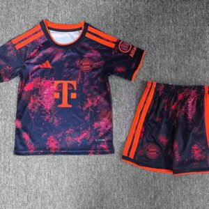 Conjunto de futbol FC Bayern Munich tercera equipacion ninos 2026 2027 azul marino rosa kkgoolcamiseta