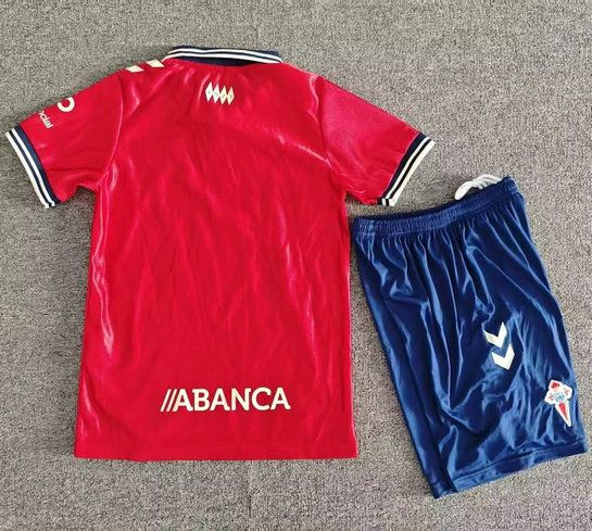 Conjunto Celta de Vigo tercera equipacion ninos 2026 2027 rojo azul vista trasera