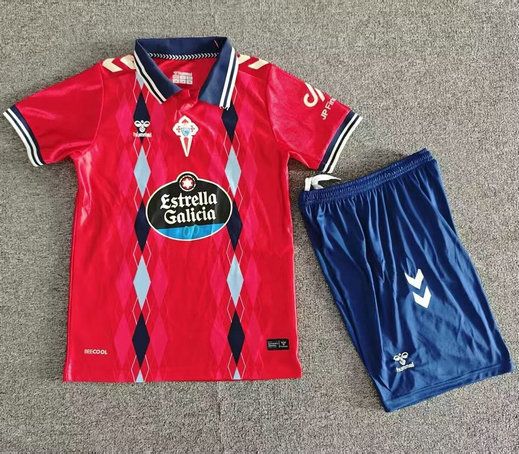 Conjunto de futbol Celta de Vigo tercera equipacion ninos 2026 2027 rojo azul kkgoolcamiseta