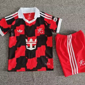 Conjunto de futbol Fulham FC segunda equipacion ninos 2026 2027 rojo negro kkgoolcamiseta