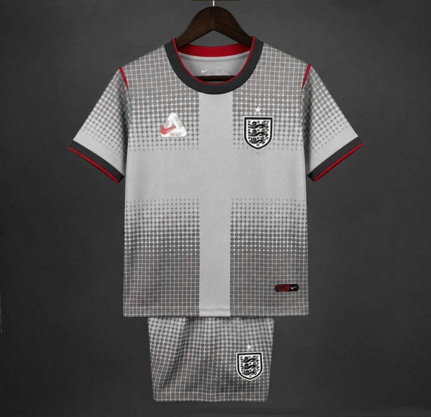 Conjunto de futbol Seleccion de Inglaterra edicion especial 2025 2026 para ninos gris camiseta y pantalon corto kkgoolcamiseta