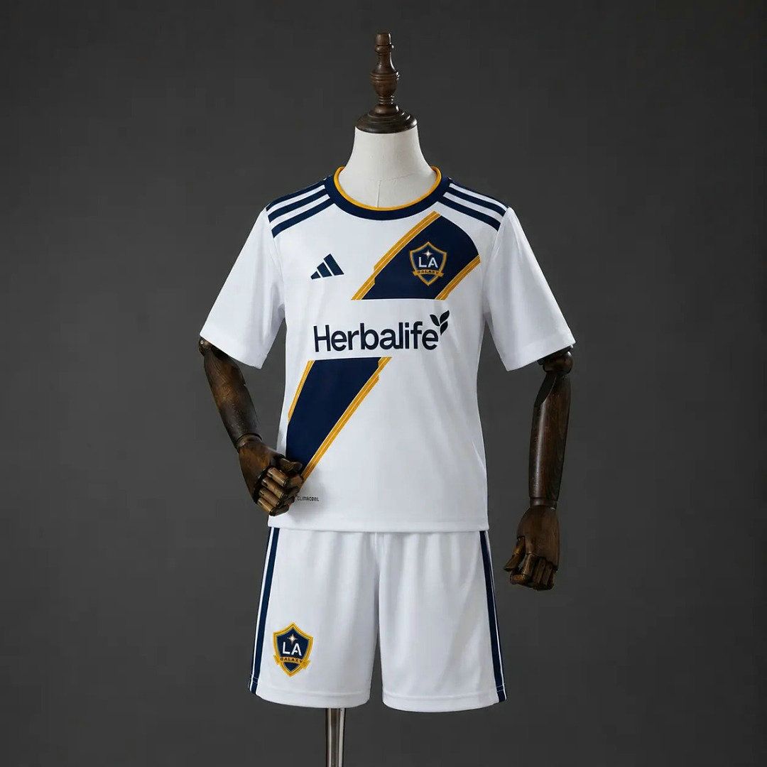 Conjunto de futbol LA Galaxy primera equipacion ninos 2026 2027 blanco azul kkgoolcamiseta