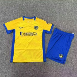 Conjunto de futbol Portsmouth FC segunda equipacion ninos 2026 2027 amarillo azul kkgoolcamiseta