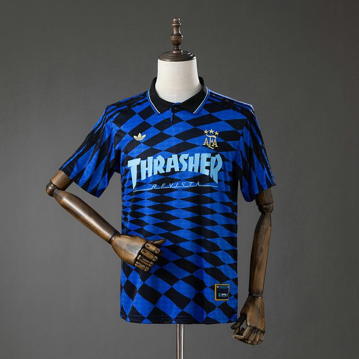 Camiseta Argentina edicion especial azul oscuro 2026 patron rombos cuello polo kkgoolcamiseta
