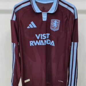 Camiseta Aston Villa manga larga primera equipacion 2026 2027 color granate y azul celeste kkgoolcamiseta