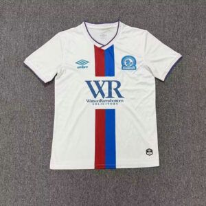 Camiseta Blackburn Rovers segunda equipacion 2026 2027 blanca con franja roja y azul kkgool camiseta