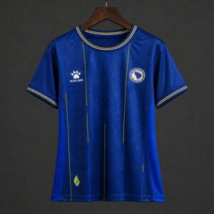 Camiseta de futbol Bosnia Herzegovina primera equipacion version mujer Mundial 2026 azul real kkgoolcamiseta