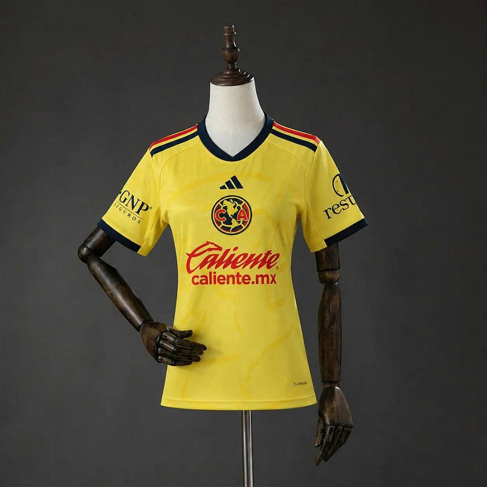 Camiseta de futbol Club America primera equipacion version mujer 2026 2027 amarilla crema kkgoolcamiseta