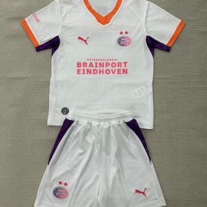 Conjunto de futbol PSV Eindhoven segunda equipacion ninos 2026 2027 blanco naranja kkgoolcamiseta