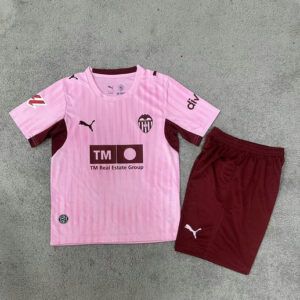 Conjunto de futbol Valencia CF tercera equipacion ninos 2026 2027 rosa granate kkgoolcamiseta
