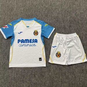 Conjunto de futbol Villarreal CF segunda equipacion ninos 2026 2027 blanco azul kkgoolcamiseta