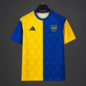 Camiseta entrenamiento Boca Juniors 2026 2027 amarillo y azul patron estrellas kkgoolcamiseta