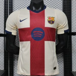 Camiseta de futbol FC Barcelona cuarta equipacion version jugador 2026 2027 crema cruz granate kkgoolcamiseta