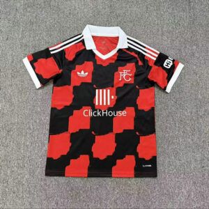 Camiseta Fulham segunda equipacion 2026 2027 patron a cuadros rojo y negro kkgoolcamiseta