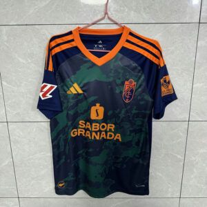 Camiseta Granada CF segunda equipacion 2026 2027 azul marino y verde con detalles naranjas kkgoolcamiseta
