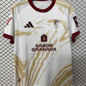 Camiseta Granada CF tercera equipacion 2026 2027 blanca y dorada con efecto marmol kkgoolcamiseta