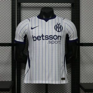 Camiseta de futbol Inter de Milan segunda equipacion version jugador 2026 2027 blanca con rayas azules kkgoolcamiseta