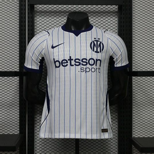 Camiseta de futbol Inter de Milan segunda equipacion version jugador 2026 2027 blanca con rayas azules kkgoolcamiseta