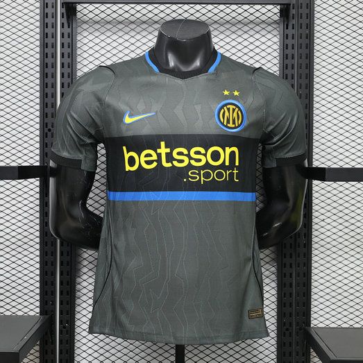 Camiseta de futbol Inter de Milan tercera equipacion version jugador 2026 2027 gris oscuro franja negra kkgoolcamiseta