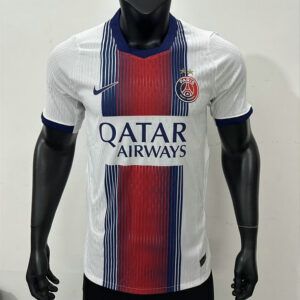 Camiseta de futbol PSG segunda equipacion 2 estrellas version jugador 2026 2027 blanca franja roja azul kkgoolcamiseta