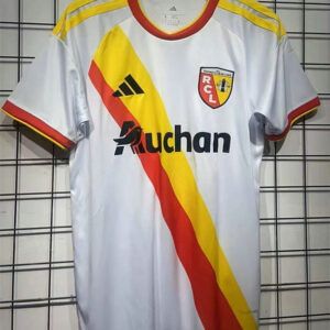 Camiseta RC Lens tercera equipacion 2026 2027 blanca con franja diagonal roja y amarilla kkgoolcamiseta