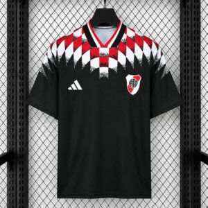 Camiseta River Plate edicion especial retro negra 2026 2027 con patron de diamantes kkgoolcamiseta