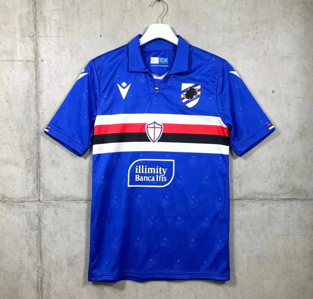 Camiseta Sampdoria primera equipacion 2026 2027 azul con franja blancerchiata kkgoolcamiseta