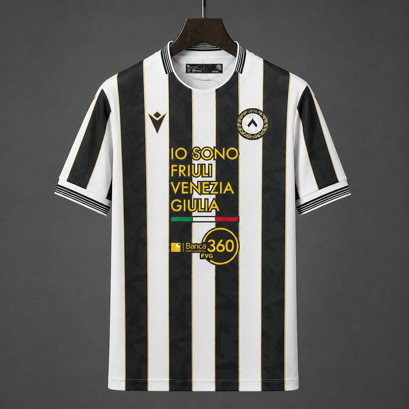 Camiseta Udinese primera equipacion 2026 2027 a rayas negras y blancas kkgoolcamiseta