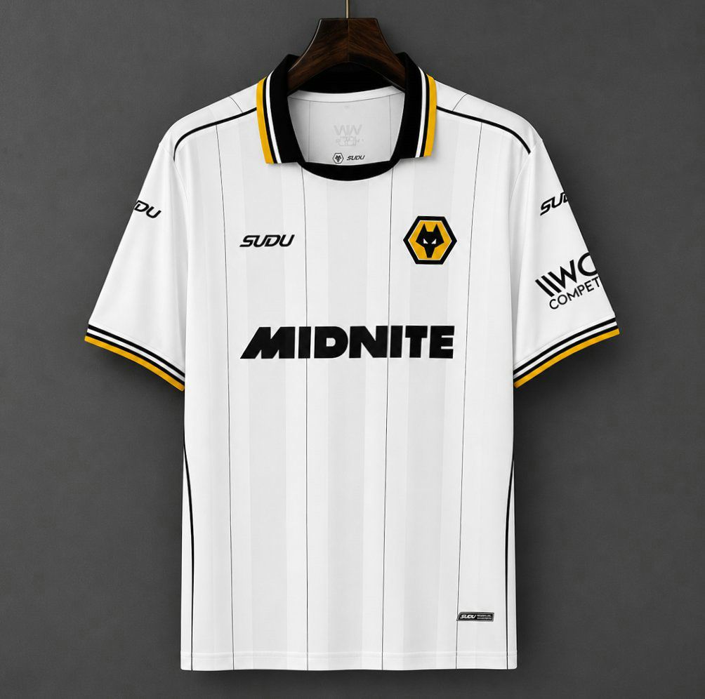 Camiseta Wolverhampton Wanderers segunda equipacion 2026 2027 blanca con finas rayas kkgoolcamiseta