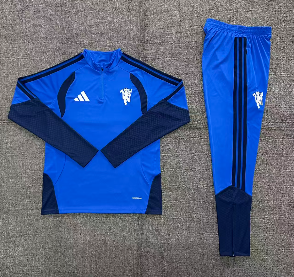 Chandal de entrenamiento Manchester United 2026 2027 sudadera azul media cremallera y pantalon azul kkgoolcamiseta