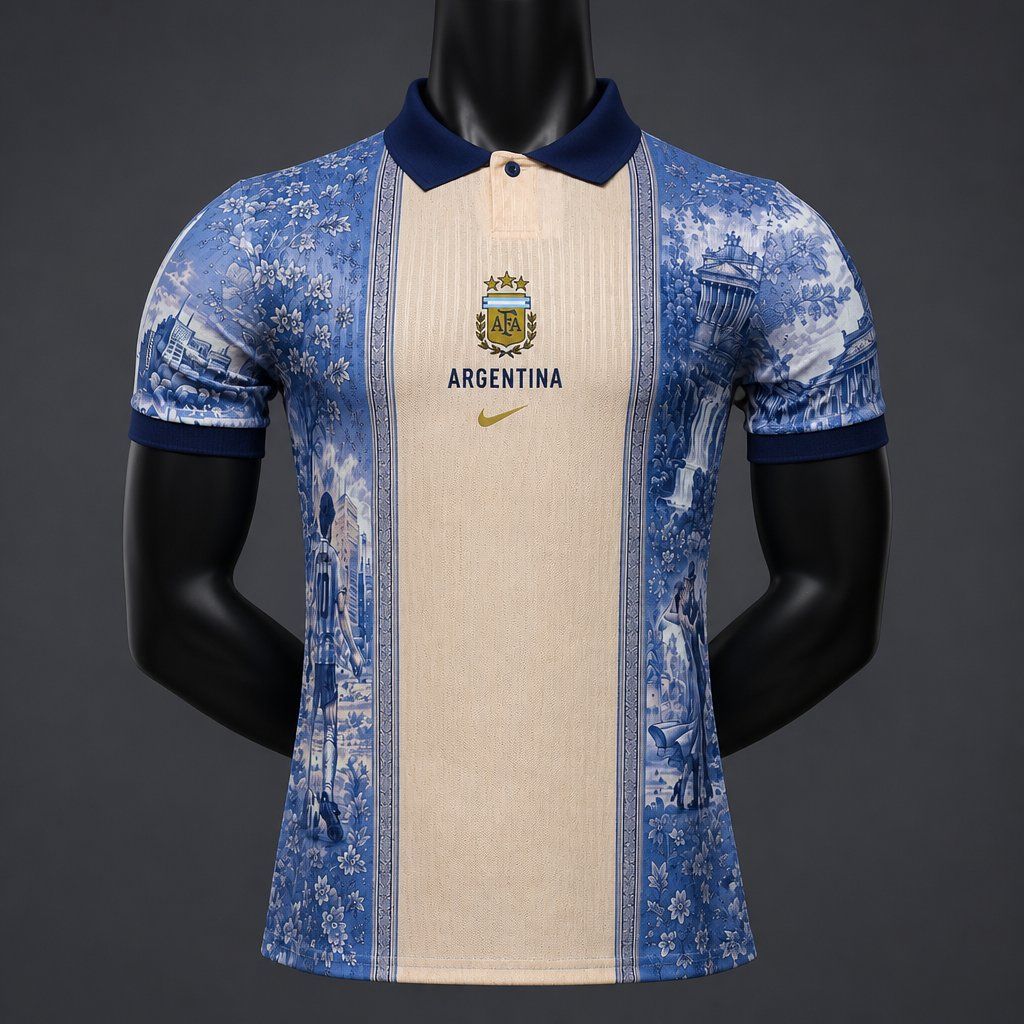 Camiseta argentina azul blanca polo edicion especial 2026 2027 kkgool