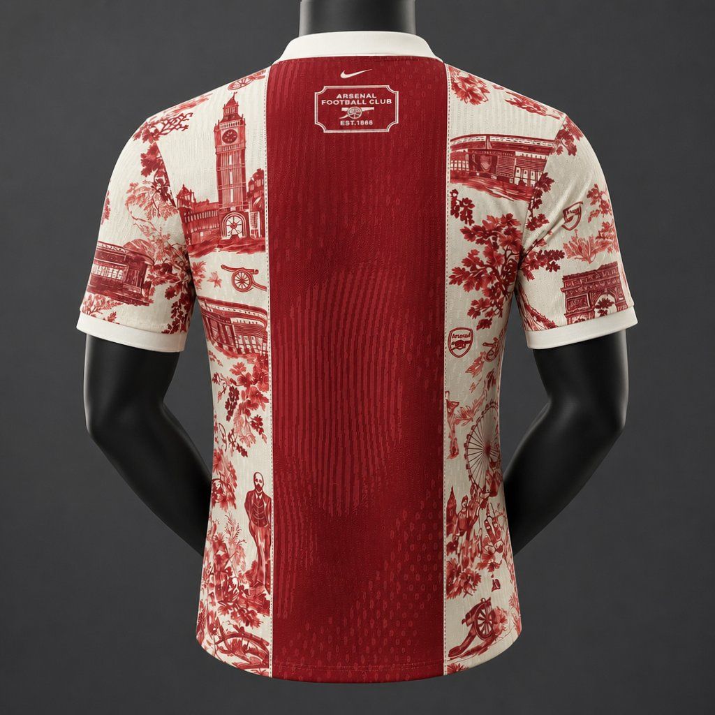 Camiseta arsenal roja blanca polo edicion especial 2026 2027 vista trasera