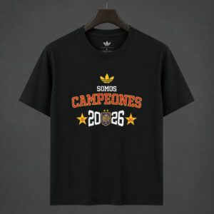 Camiseta espana campeones mundial 2026 negro kkgool