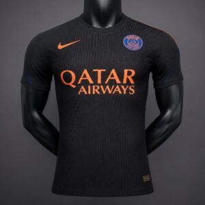 Camiseta psg tercera equipacion negra y naranja 2026 2027 kkgool