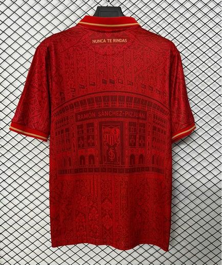 Vista trasera camiseta sevilla fc retro polo rojo en kkgool