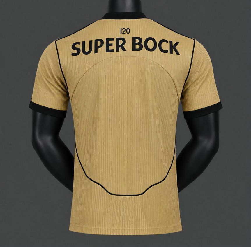 Vista trasera elastica sporting cp dorada player en kkgool