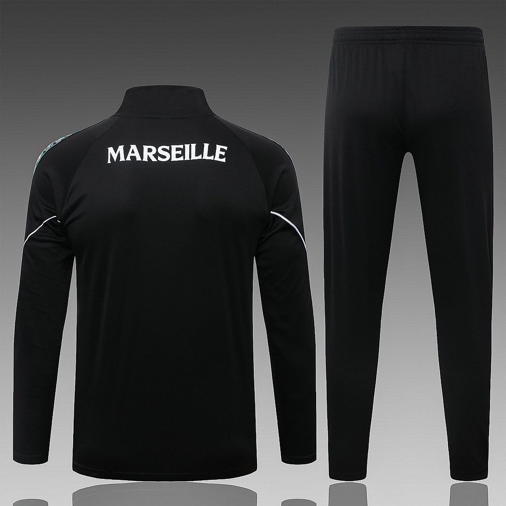 Vista trasera chandal entrenamiento marseille negro en kkgool