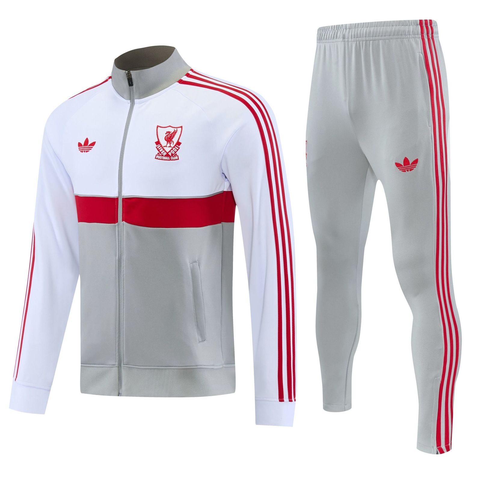 Chandal liverpool blanco y gris 2026 2027 chaqueta y pantalon kkgool