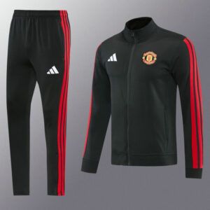 Chandal manchester united negro y rojo 2026 2027 chaqueta y pantalon kkgool