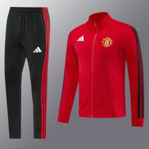 Chandal manchester united rojo y rayas negras 2026 2027 chaqueta y pantalon kkgool