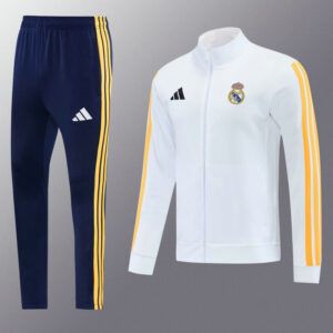 Chandal real madrid blanco y amarillo 2026 2027 chaqueta y pantalon kkgool