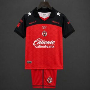 Conjunto club tijuana primera equipacion roja y negra 2026 2027 ninos kkgool