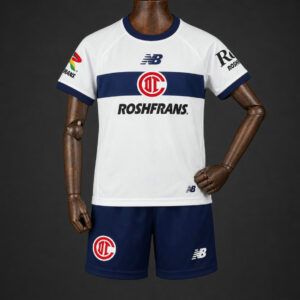 Conjunto deportivo toluca segunda equipacion blanca y azul 2026 2027 ninos kkgool
