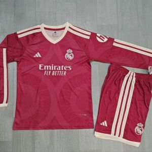 Equipacion tercera real madrid granate manga larga ninos 2026 2027 kkgool