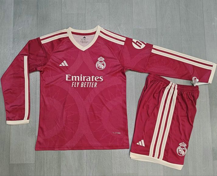 Equipacion tercera real madrid granate manga larga ninos 2026 2027 kkgool